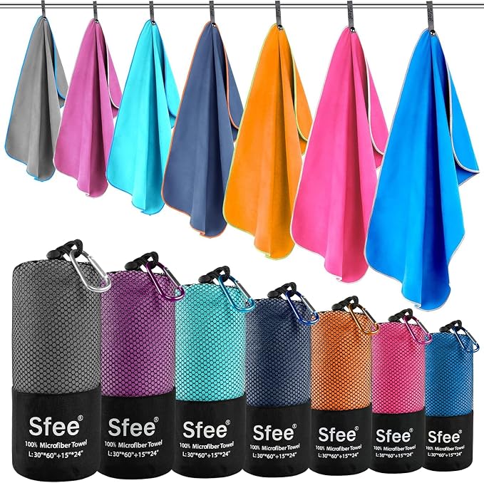 Sfee 2 Pack Microfiber Travel Towel, Quick Dry Beach CampingTowel Super by Sfee