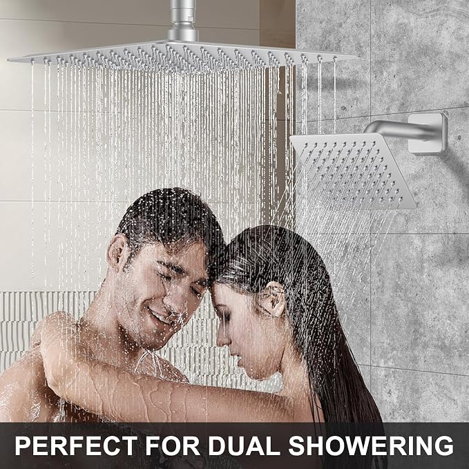 KOJOX Brushed Nickel Thermostatic Shower System, Push Button Diverter Shower - Image 2