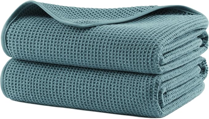 POLYTE 380 GSM Microfiber Oversize Quick Dry Lint Free Waffle Bath Towel by Polyte
