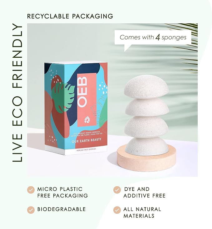 Konjac Face Sponge for Cleansing & Facials | Microplastic Free 100% Natural | - Image 6