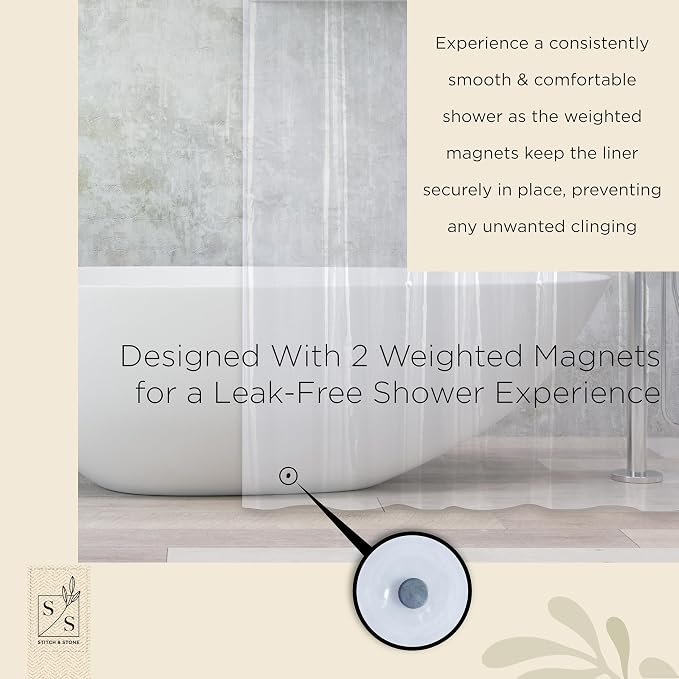 Stitch & Stone Shower Curtain Liner, Premium Extra Lightweight Durable - Image 7
