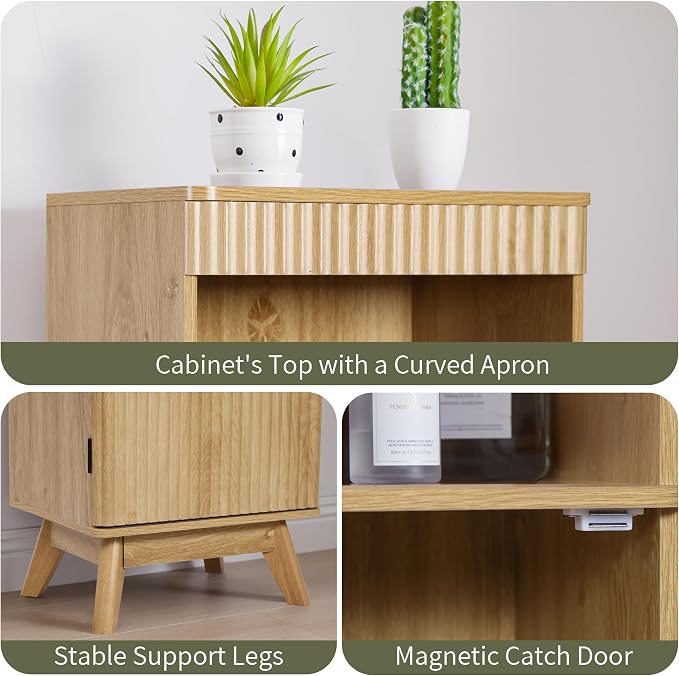 68" Tall Bathroom Storage Cabinet, Narrow Fluted Tower Cabinet - Image 5
