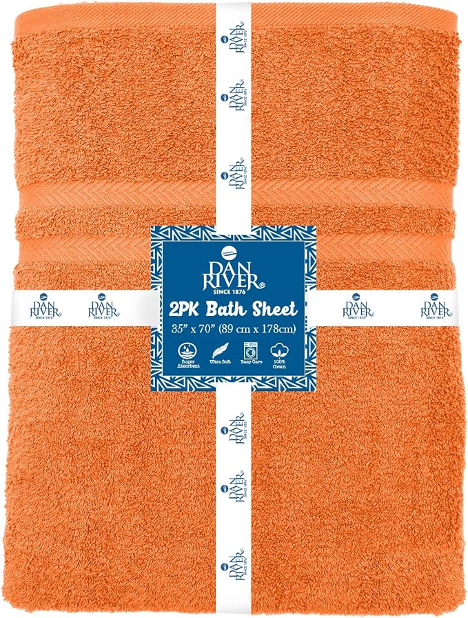 DAN RIVER 2 Pack Luxury Bath Sheets 35x70, 600 GSM, Soft & Quick Dry 100% Ring - Image 4