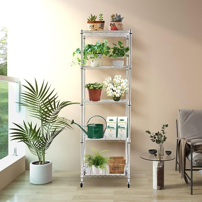 BNSPLY 5 Tier Narrow Wire Shelving Unit - Image 5