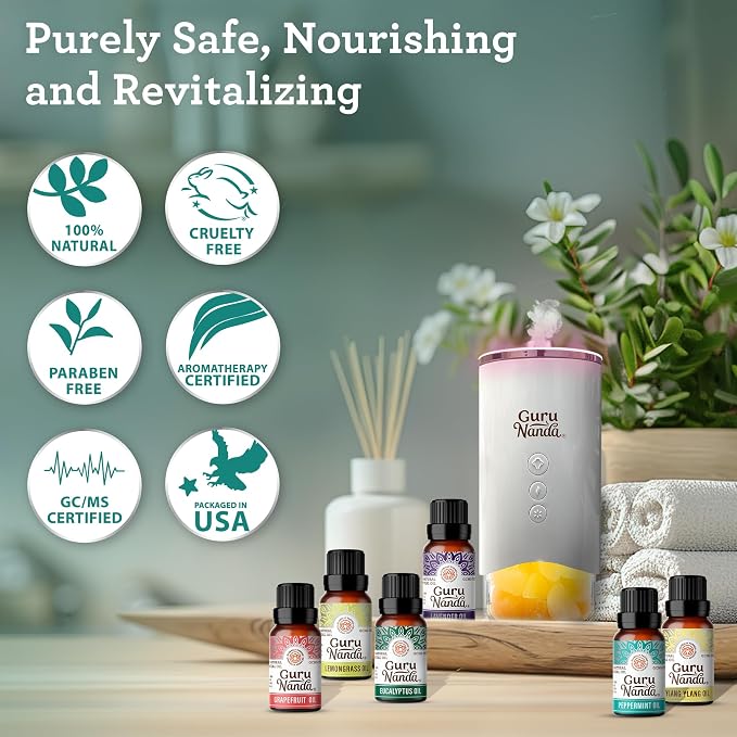 GuruNanda Essential Oils Set for Diffusers, 100% Pure, Aromatherapy, Candle & - Image 8