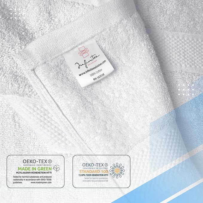 Infinitee Xclusives Luxury 100% Ring-Spun Cotton White Bath Towels Set of 4 – - Image 5