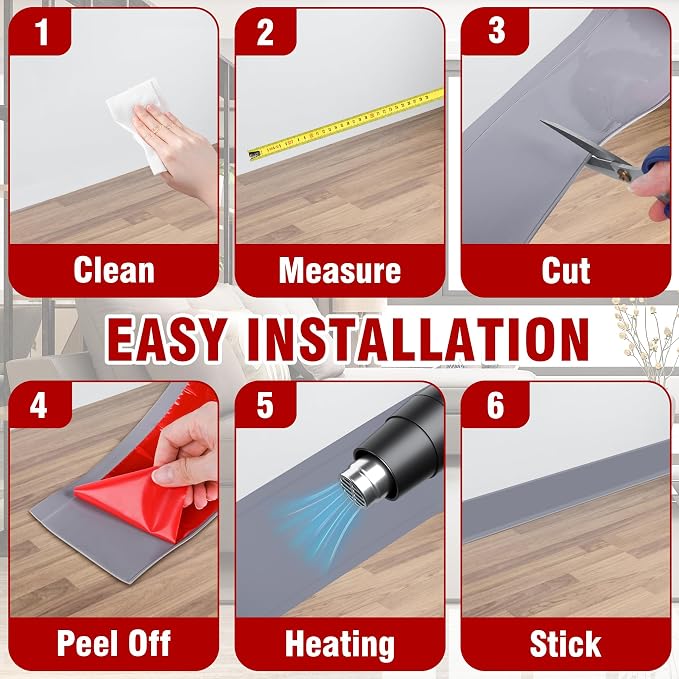 Vinyl Baseboard Molding Trim 4 Inch x 100 Feet Peel and Stick Baseboard Trim - Image 6