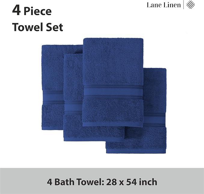 LANE LINEN 100% Cotton 4 Pack Bath Towels - Image 4