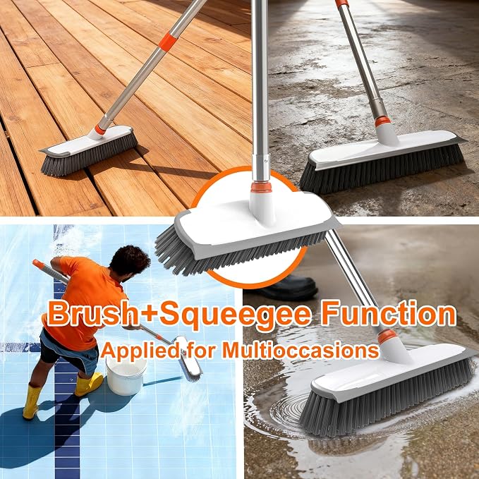 Floor Scrub Brush with Long Handle, Stiff Bristles Deck Brush, BITOPE - Image 6