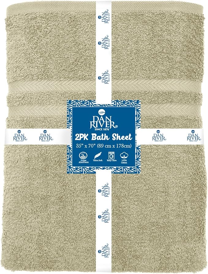 DAN RIVER 2 Pack Luxury Bath Sheets 35x70, 600 GSM, Soft & Quick Dry 100% Ring - Image 4