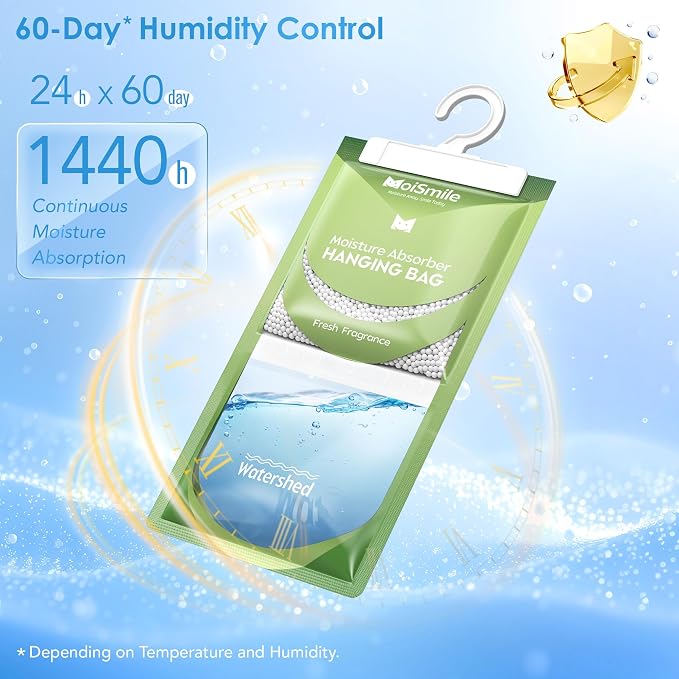Moisture Absorbers 20 Pack Fresh Fragrance, Hanging Closet Dehumidifier Bags - Image 5