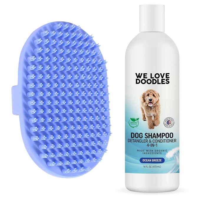 We Love Doodles Pet Rubber Bath Brush and Dog Shampoo by WeLoveDoodles