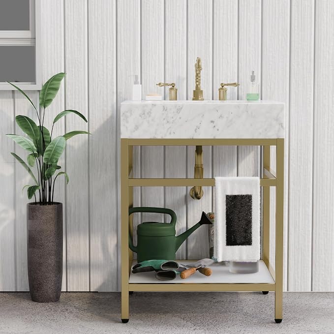 Gesipor Bathroom Carrara Marble Vanity - Image 4