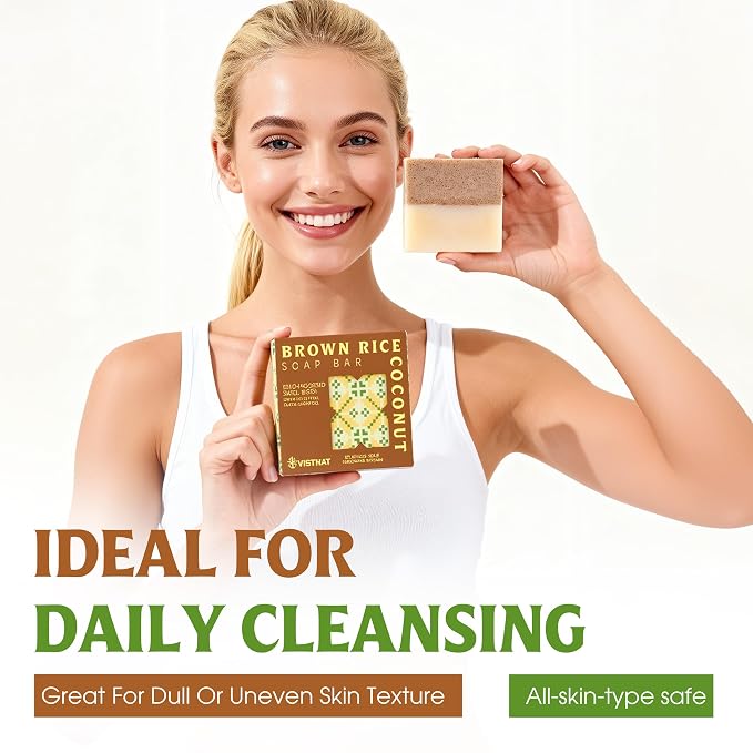 Brown Rice & Coconut Soap Bar – 2-in-1 Exfoliating & Nourishing, Cold Process - Image 4