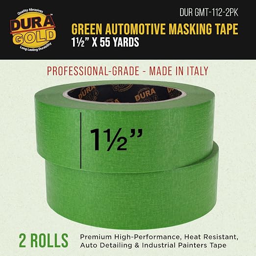 Dura-Gold Green Automotive Masking Tape 1-1/2 Inch, 2 Rolls - Image 2