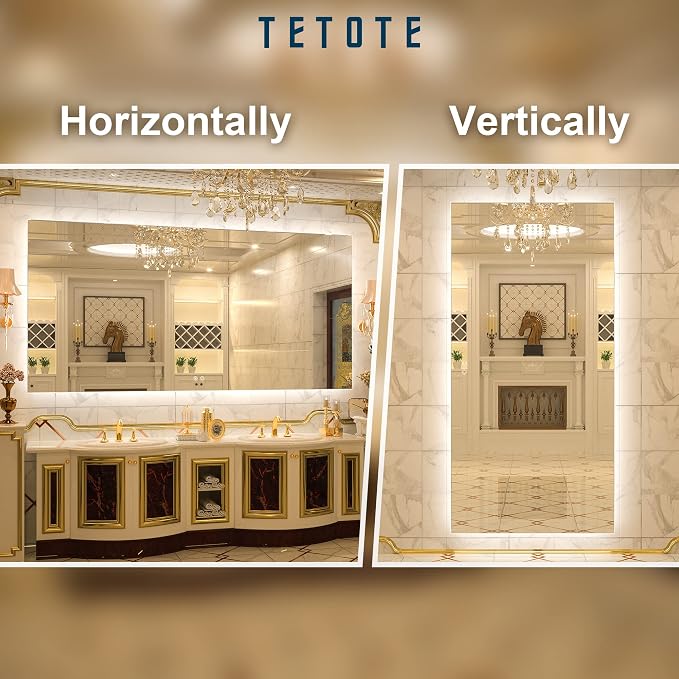 TETOTE 72 x 36 Inch LED Backlit Bathroom Mirror - Image 8