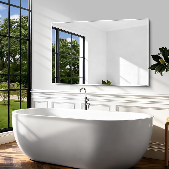 BONEWEI White Bathroom Mirror, 55x36 inch Wall Mirror - Image 3