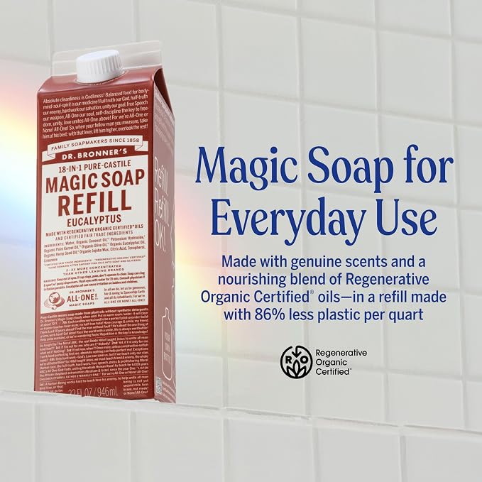 Dr. Bronner's Pure-Castile Liquid Magic Soap Bottle & Refill Carton - Image 3