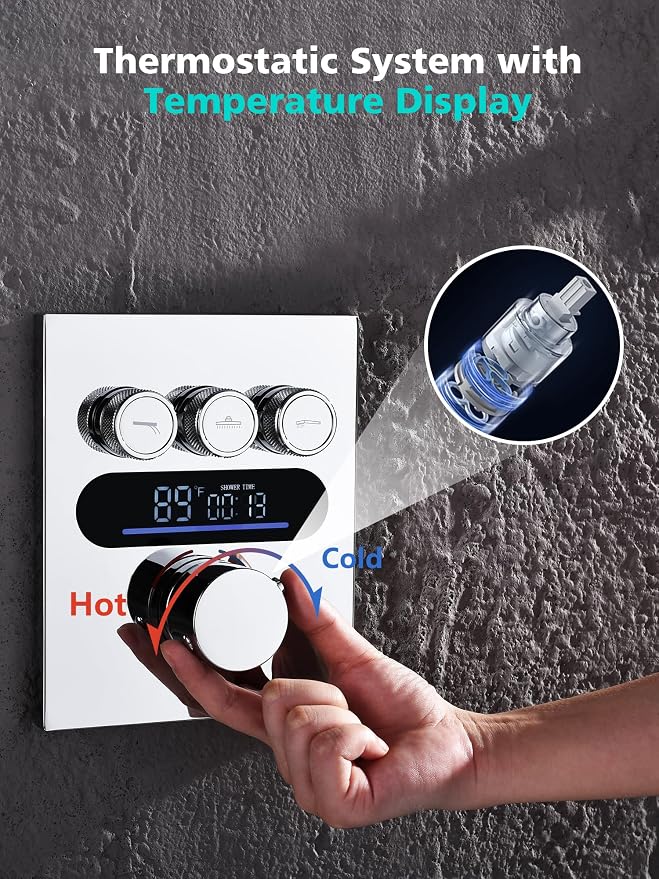 Lefton Shower System in Fahrenheit Display, 10” Overhead Shower Head - Image 7