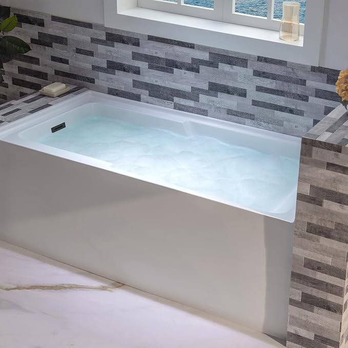 WOODBRIDGE 54" Acrylic Rectangular Alcove Soaking Bathtub in White - Image 10