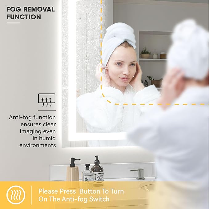 Hasipu 77" x 36" Arch LED Bathroom Mirror, Frontlit Wall-Mounted Vanity Mirror - Image 4