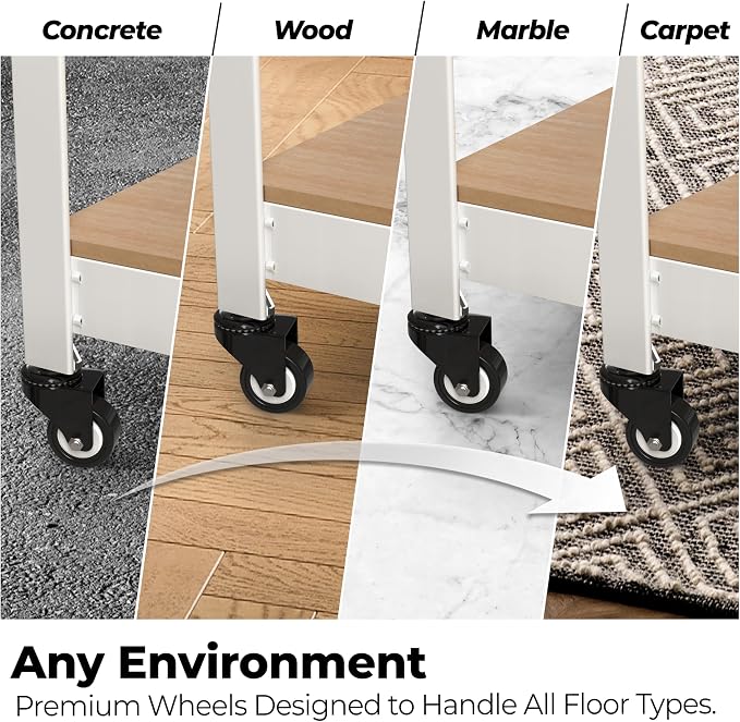 HOMEDANT House 5-Tier Metal Rolling Cart Shelf Rack Casters Heavy Duty - Image 4