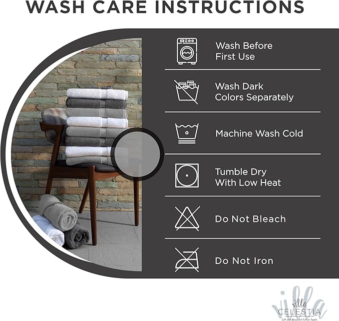 100% Cotton Bath Towel Set of 12-4 Bath Towels, 4 Hand Towels, 4 Wash Cloths - Image 6