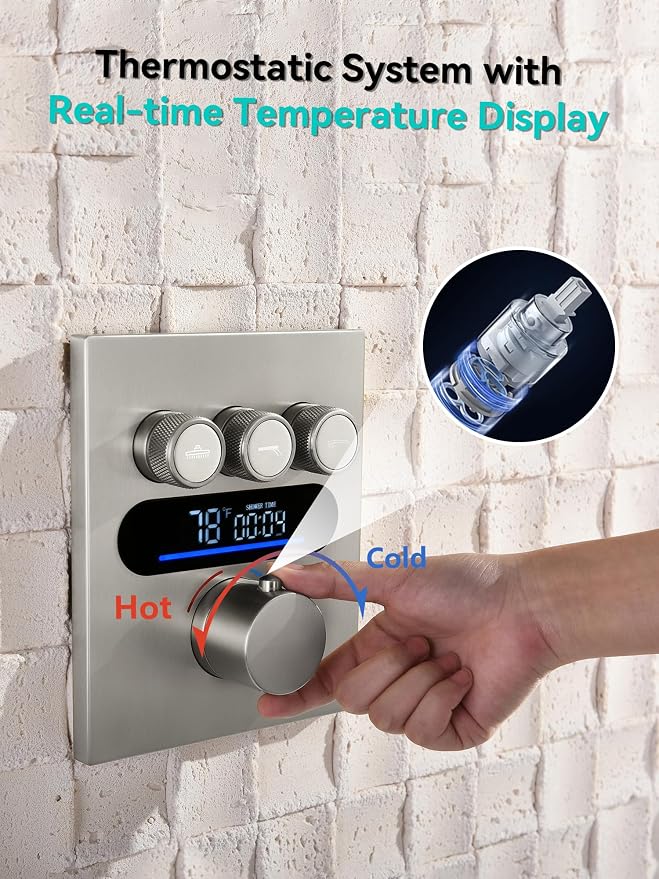 Lefton Shower System in Fahrenheit Display, 10” Overhead Shower Head - Image 7