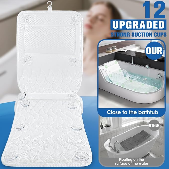 Full Body Bath Pillow for Bathtub, Luxury Thick Bath Cushion for Soaking Tub - Image 2