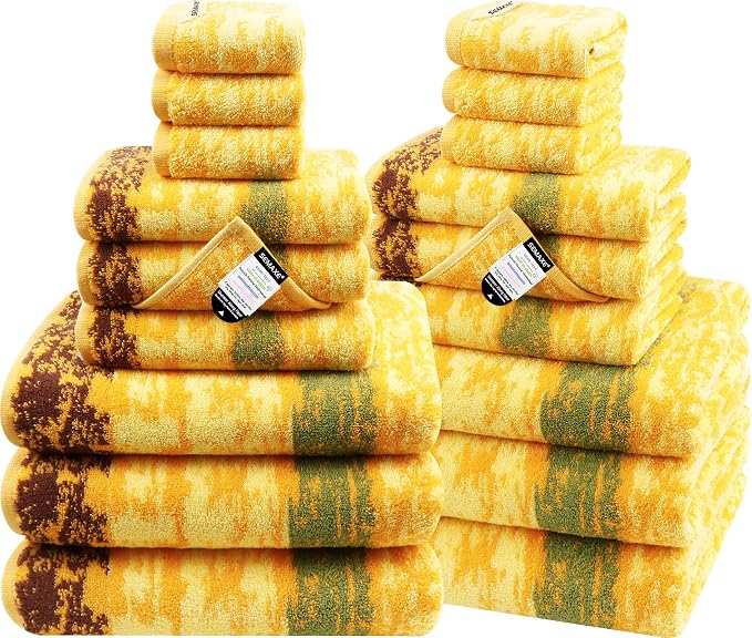 SEMAXE 18-Pack Bath Towel Set Include 6 Bath Towels, 6 Hand Towels, 6 Wash by SEMAXE
