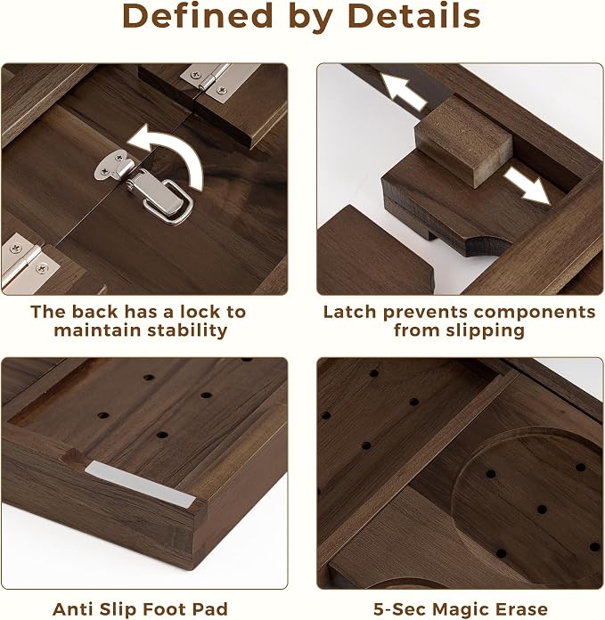 Teak Bathtub Tray Expandable Bathroom Tray - Image 3