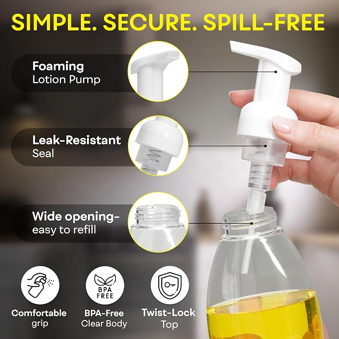 BRIGHTFROM Foaming Soap Dispenser Pump Bottles, BPA Free Empty Refillable - Image 3