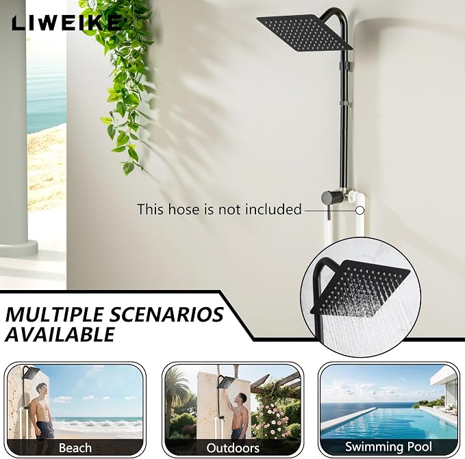 LIWEIKE Outdoor Shower Kit, All Mental Matte Black Outdoor Shower Fixtures - Image 5