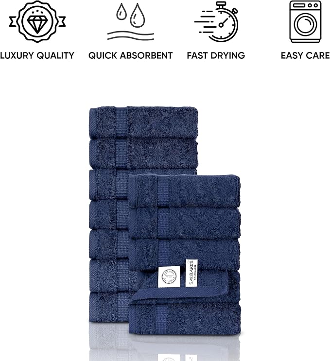 SALBAKOS 100% Turkish Cotton Washcloth Set of 12 13x13 inch | Heirloom Quality - Image 5