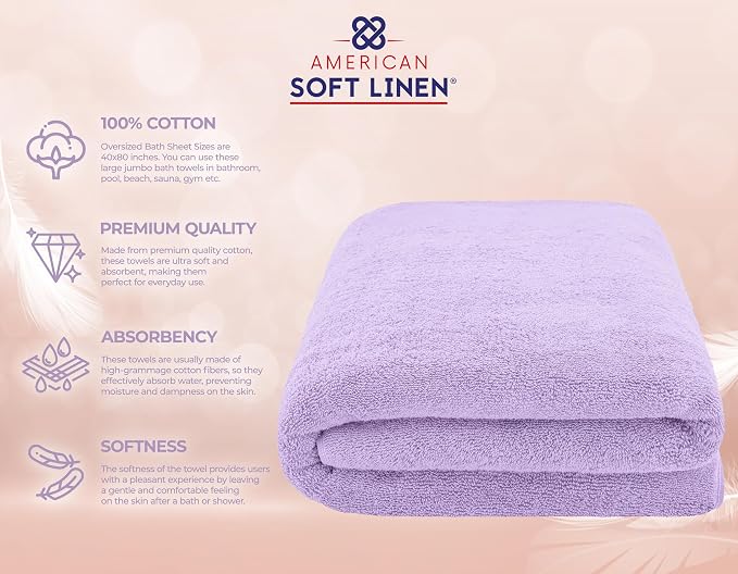 American Soft Linen Oversized Bath Sheet 40x80 Extra Large - Image 4