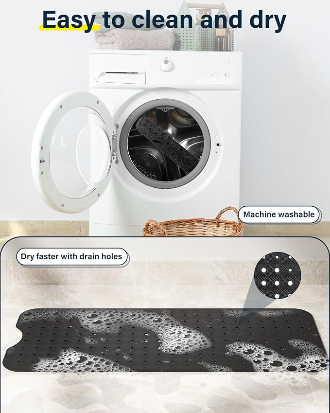 Non Slip Bathtub Mat for Tub & Shower, Machine Washable 40"x16" Anti Slip Bath - Image 5