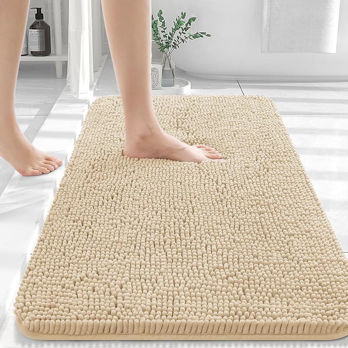 OLANLY Bathroom Rugs 36x24, Extra Soft Absorbent Chenille Bath Rugs, Rubber by OLANLY
