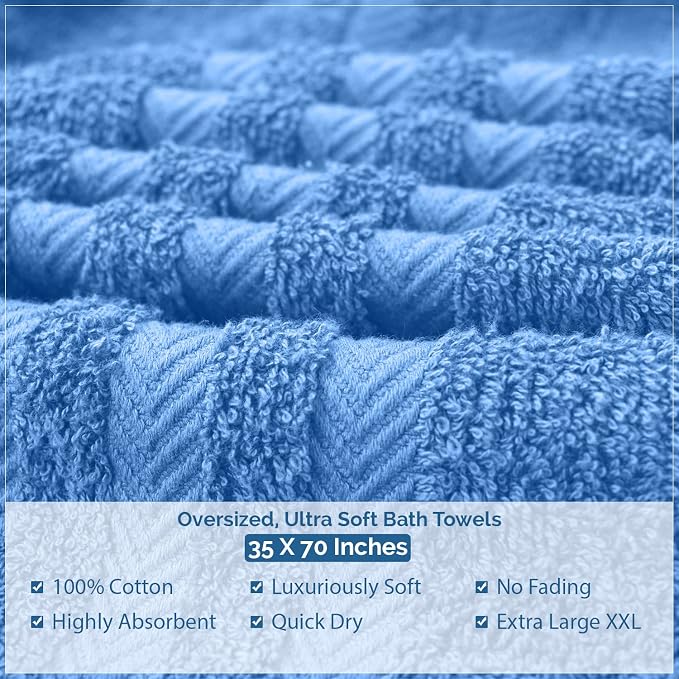 DAN RIVER 2 Pack Luxury Bath Sheets 35x70, 600 GSM, Soft & Quick Dry 100% Ring - Image 8