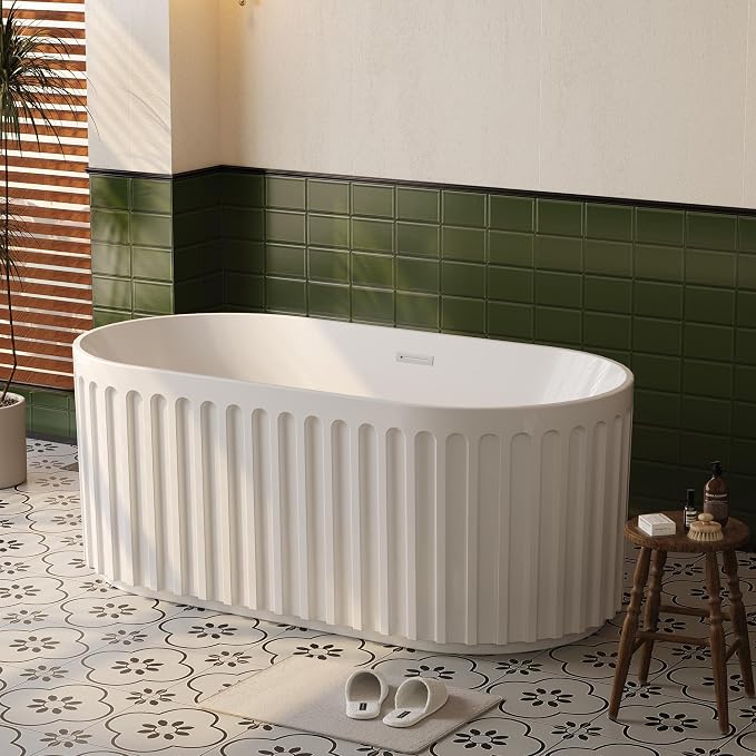 59" Freestanding Bathtub, Deep Soaking Tub by IDEALHOUSE