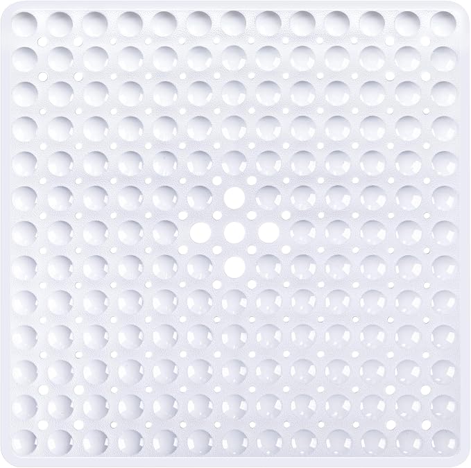 White Square Shower Bathtub Mat Non Slip 21x21 Inch, Soft Bath Mat by NaolotureHome