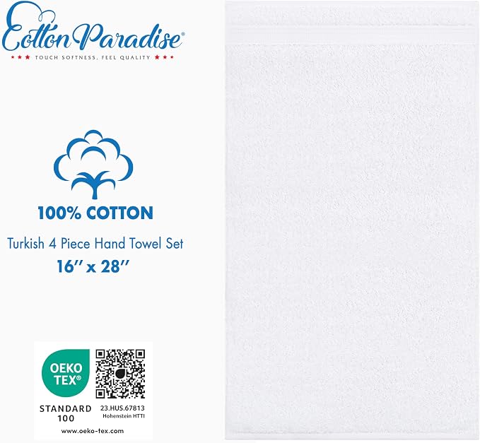 Cotton Paradise Hand Towels for Bathroom, 100% Cotton Turkish 4 Piece Hand - Image 5