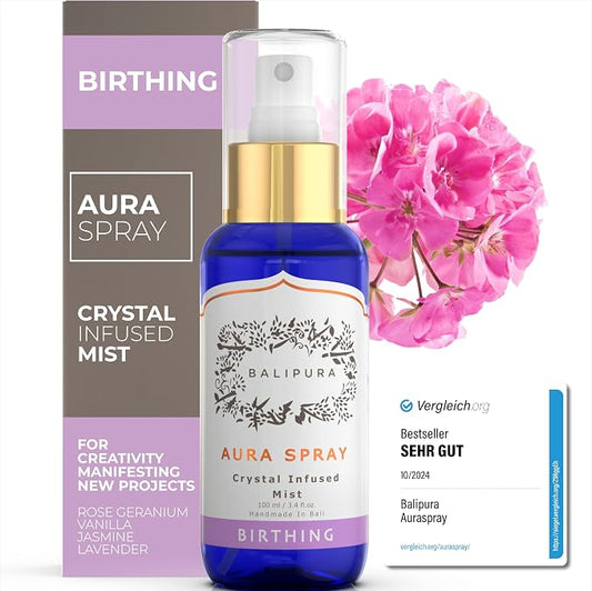 BALIPURA - Birthing Crystal Aura Spray - Sage, Jasmine & Vanilla Essential Oil by Balipura