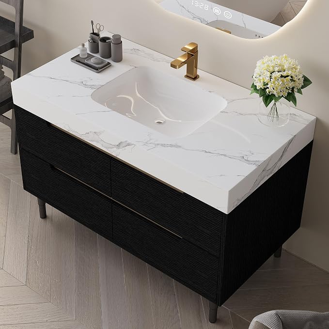 35.4" Bathroom Vanity with Sink Combo Set, Solid Wood Frame Bathroom Storage - Image 7
