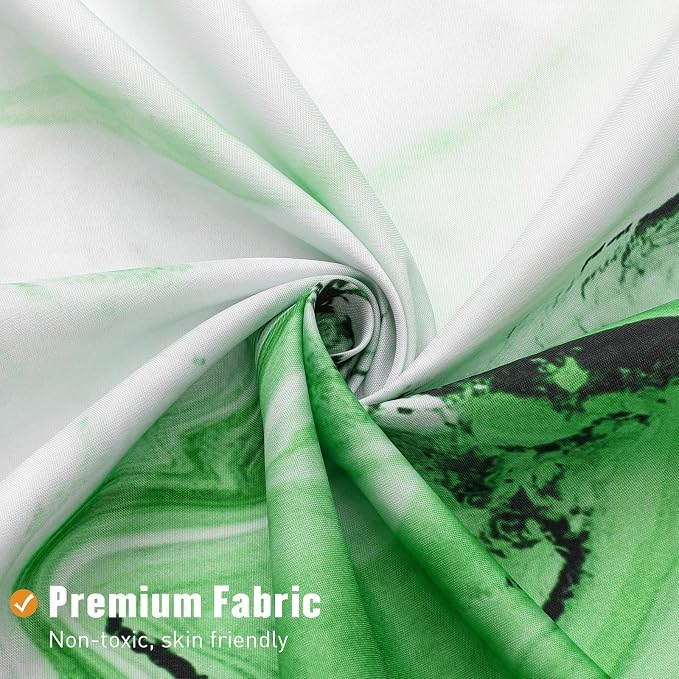 MitoVilla Emerald Green Marble Shower Curtain, Modern Ombre Fabric Cloth Shower - Image 5