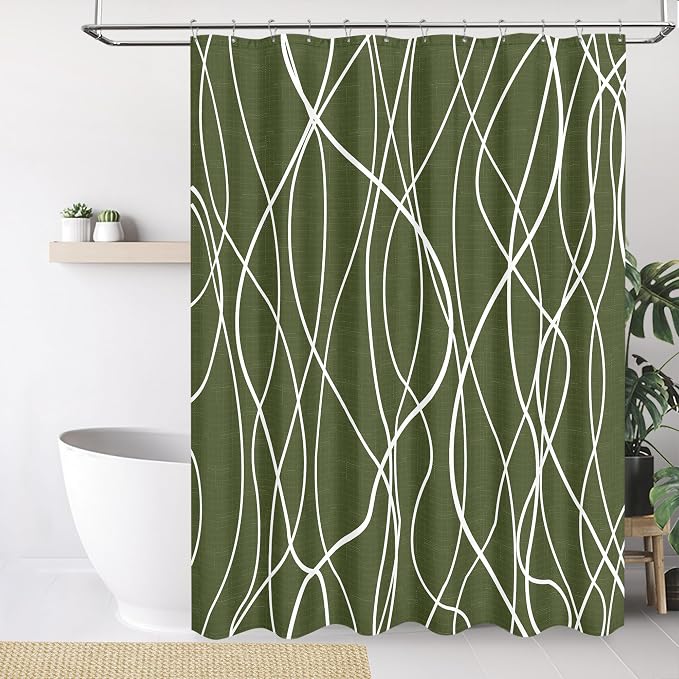 Tititex Morden140gms Faux Linen Fabric Bath Shower Curtain Set Textured Fabric - Image 7