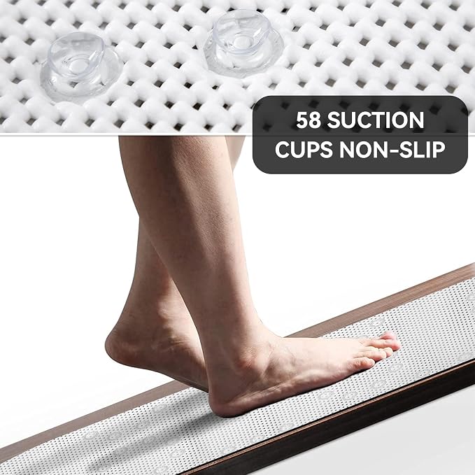 Double Layer Foam Non Slip Bathtub Mat 37x17in, More Comfortable and Thicker - Image 9