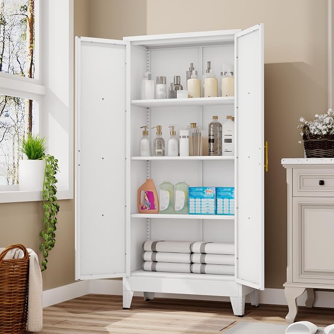 61" H Metal Kitchen Pantry Storage Cabinet, Freestanding Cupboard - Image 8