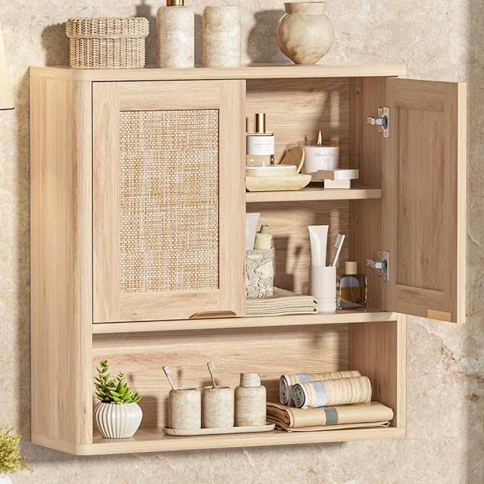 LEYAOYAO Rattan Bathroom Wall Cabinet, Boho Medicine Cabinet by LEYAOYAO-Findtheshiningpointofyourideallife%EF%BC%81