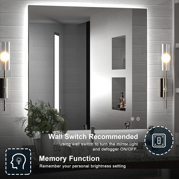TETOTE 36 x 36 Inch LED Backlit Mirror - Image 5