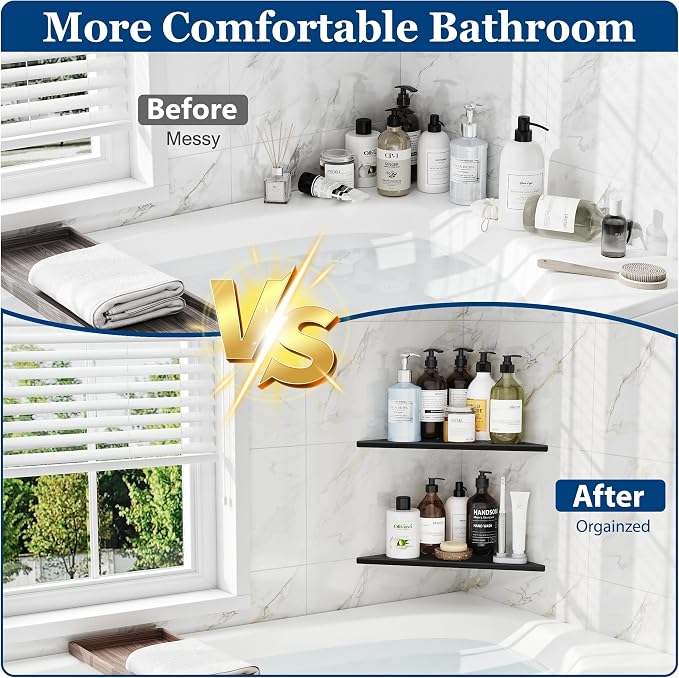 Corner Shower Shelves, 12” Recessed Tile Shower Shelf, 304 Stainless Steel - Image 6